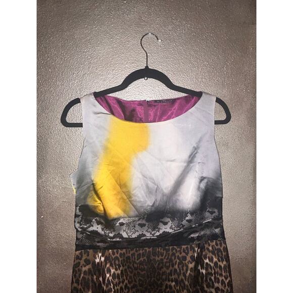 Elie Tahari Old Money Up Town Silk Leopard Animal Print Tie Dye Sleeveless Dress - Picture 2 of 9